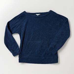 Cynthia Rowley Sweatshirt Navy Blue Kangaroo Pocket Women’s Small Boat Neck